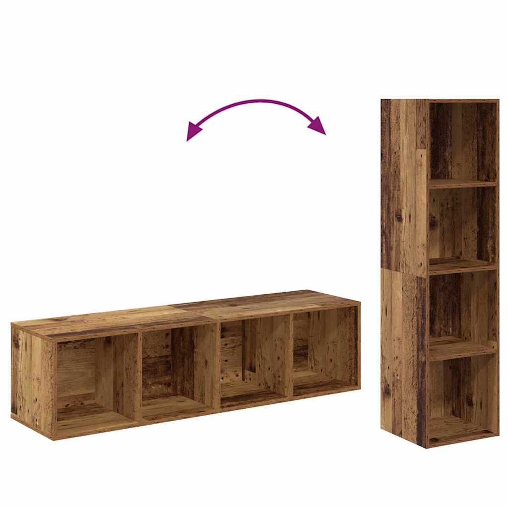 TV Cabinet Set Wall-mounted 2 pcs Old wood 37 x 37 x 142.5 cm