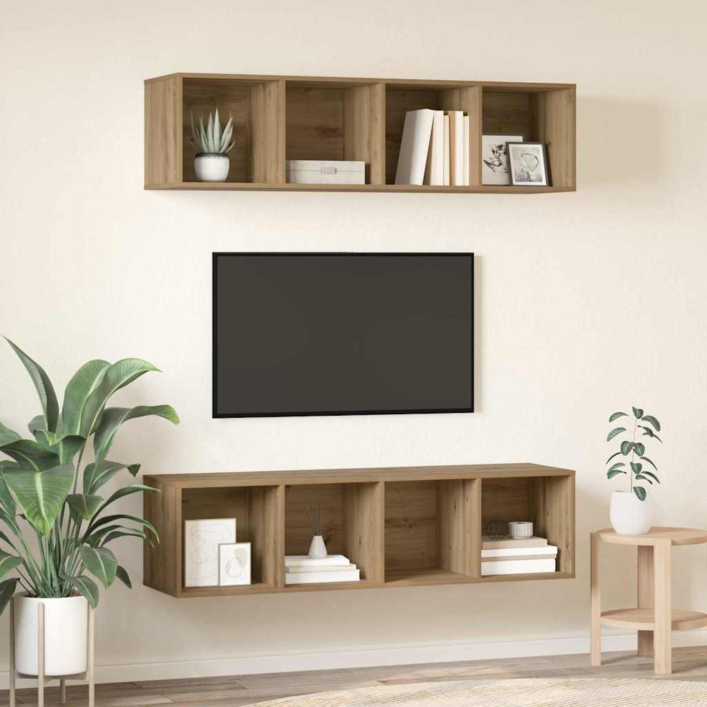 TV Cabinet Set 2 pcs Artisan oak 37 x 37 x 142.5 cm