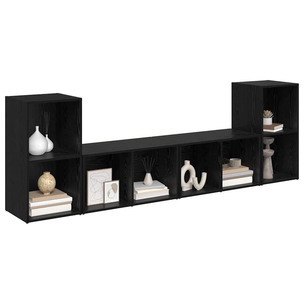 TV Cabinet Set 4 pcs Black oak 37 x 35 x 72 cm Engineered wood