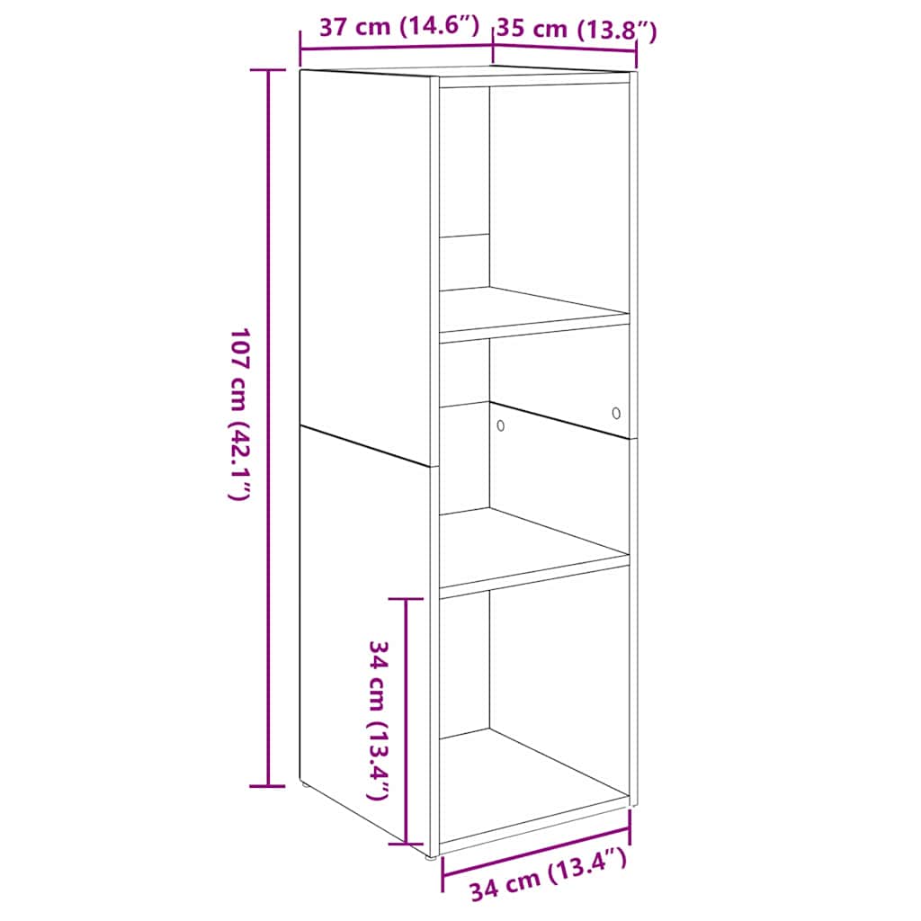 TV Cabinet 3 pcs Artisan oak 37 x 35 x 107.5 cm Engineered wood