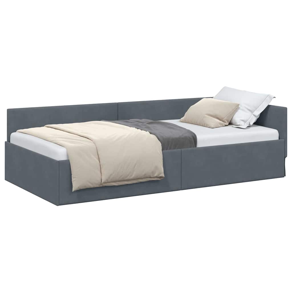 Corner Bed Frame Other with Headboard Dark grey 90 x 200 cm