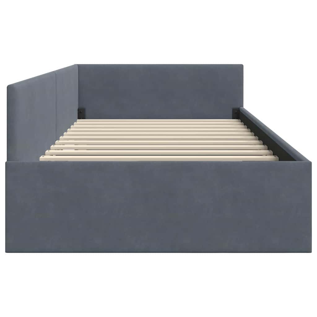 Corner Bed Frame Other with Headboard Dark grey 90 x 200 cm