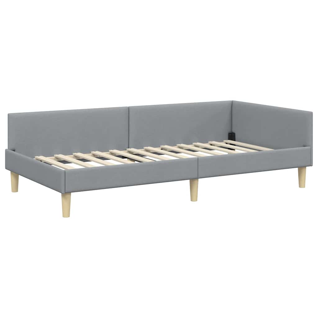 Corner Bed Frame Other with Headboard Light grey 90 x 190 cm