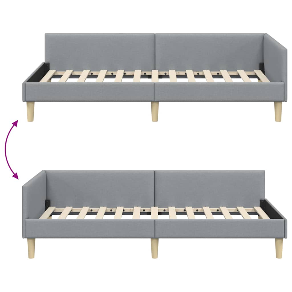Corner Bed Frame Other with Headboard Light grey 90 x 190 cm