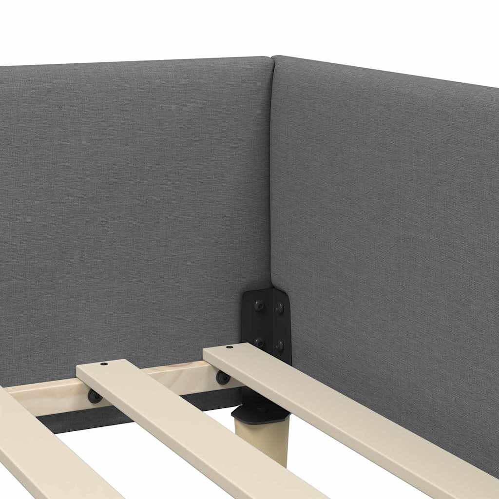 Corner Bed Frame with Headboard Dark grey 90 x 190 cm Fabric