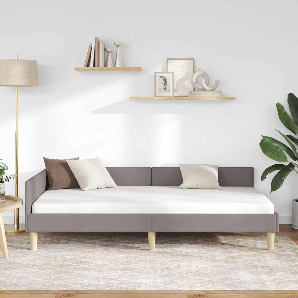 Corner Bed Frame with Headboard Taupe 90 x 190 cm Fabric