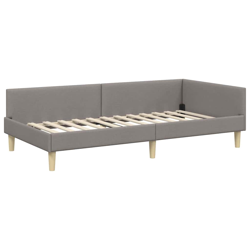 Corner Bed Frame with Headboard Taupe 90 x 190 cm Fabric