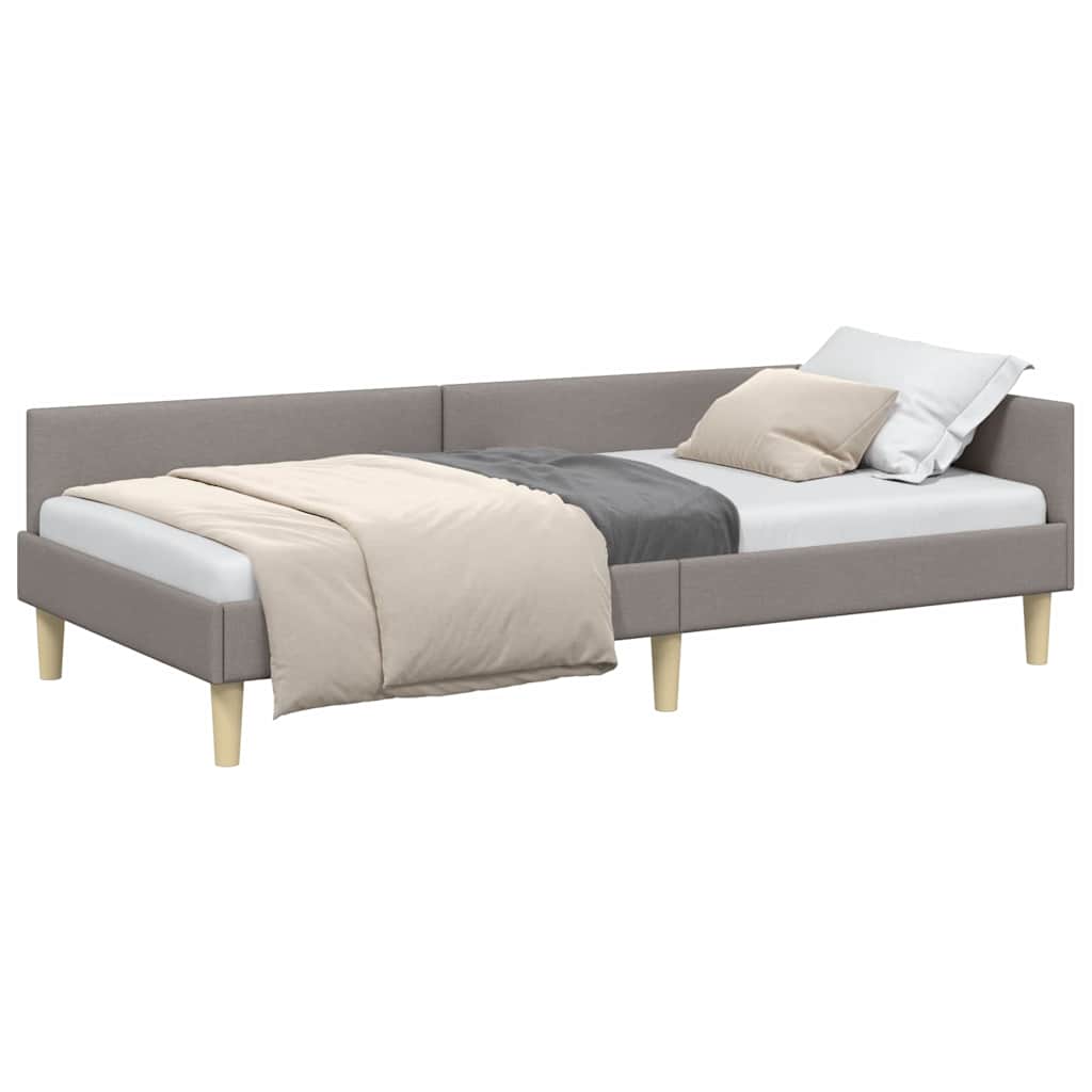 Corner Bed Frame with Headboard Taupe 90 x 190 cm Fabric