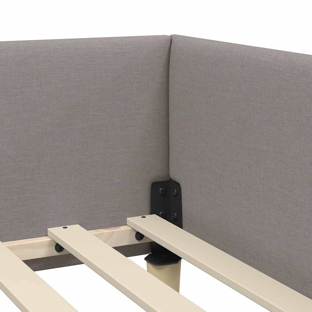 Corner Bed Frame with Headboard Taupe 100 x 200 cm Fabric
