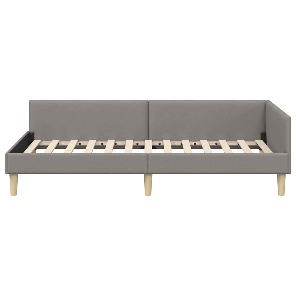 Corner Bed Frame with Headboard Taupe 100 x 200 cm Fabric