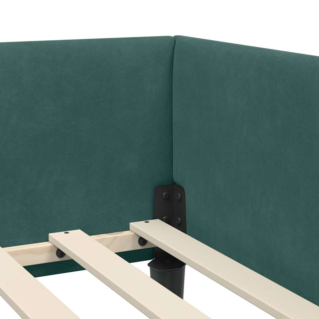 Corner Bed Frame with Headboard Manual Dark green 90 x 190 cm