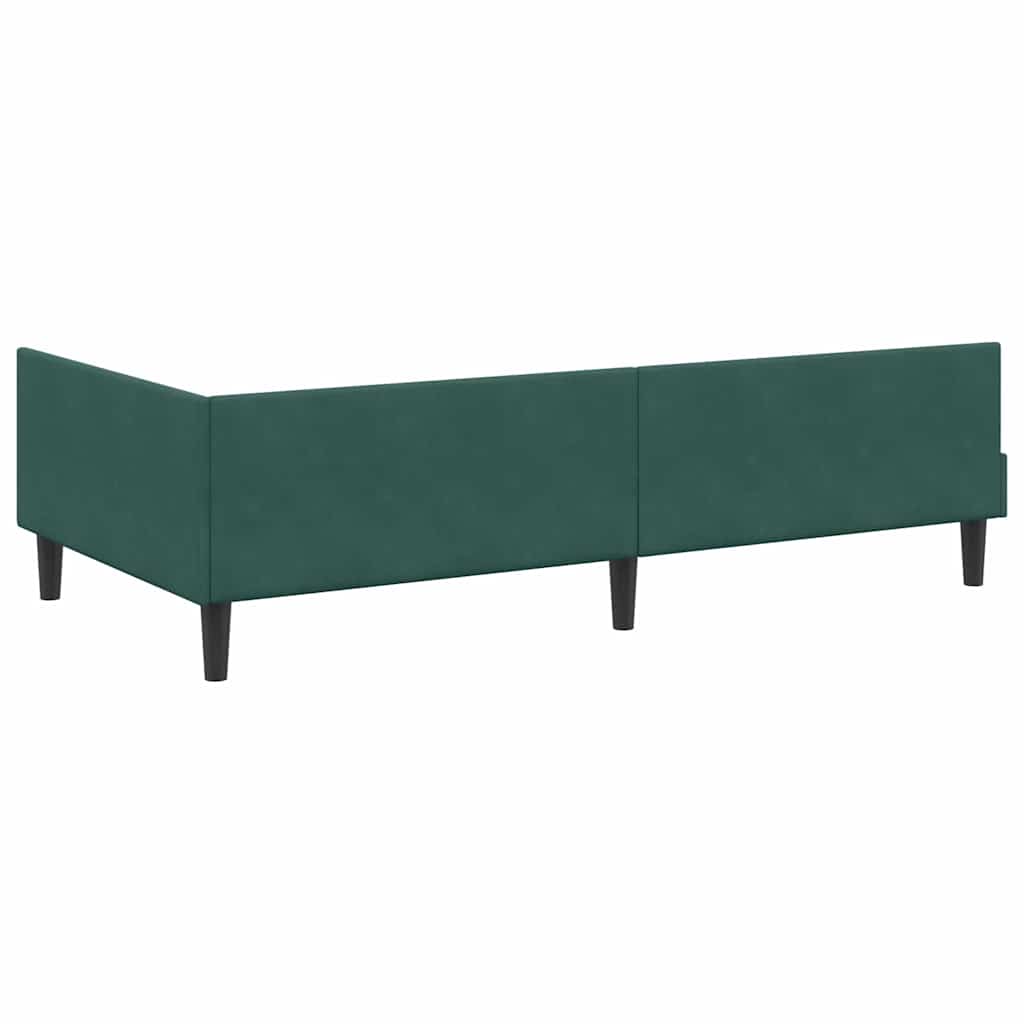Corner Bed Frame with Headboard Manual Dark green 90 x 190 cm