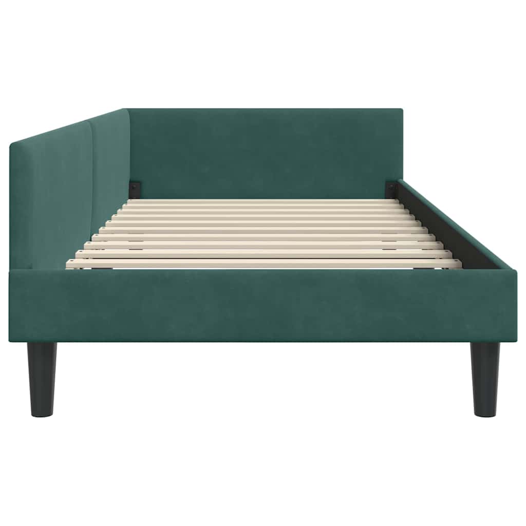 Corner Bed Frame with Headboard Manual Dark green 90 x 190 cm