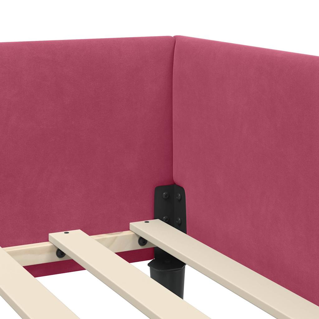 Corner Bed Frame with Headboard Manual Wine red 90 x 190 cm