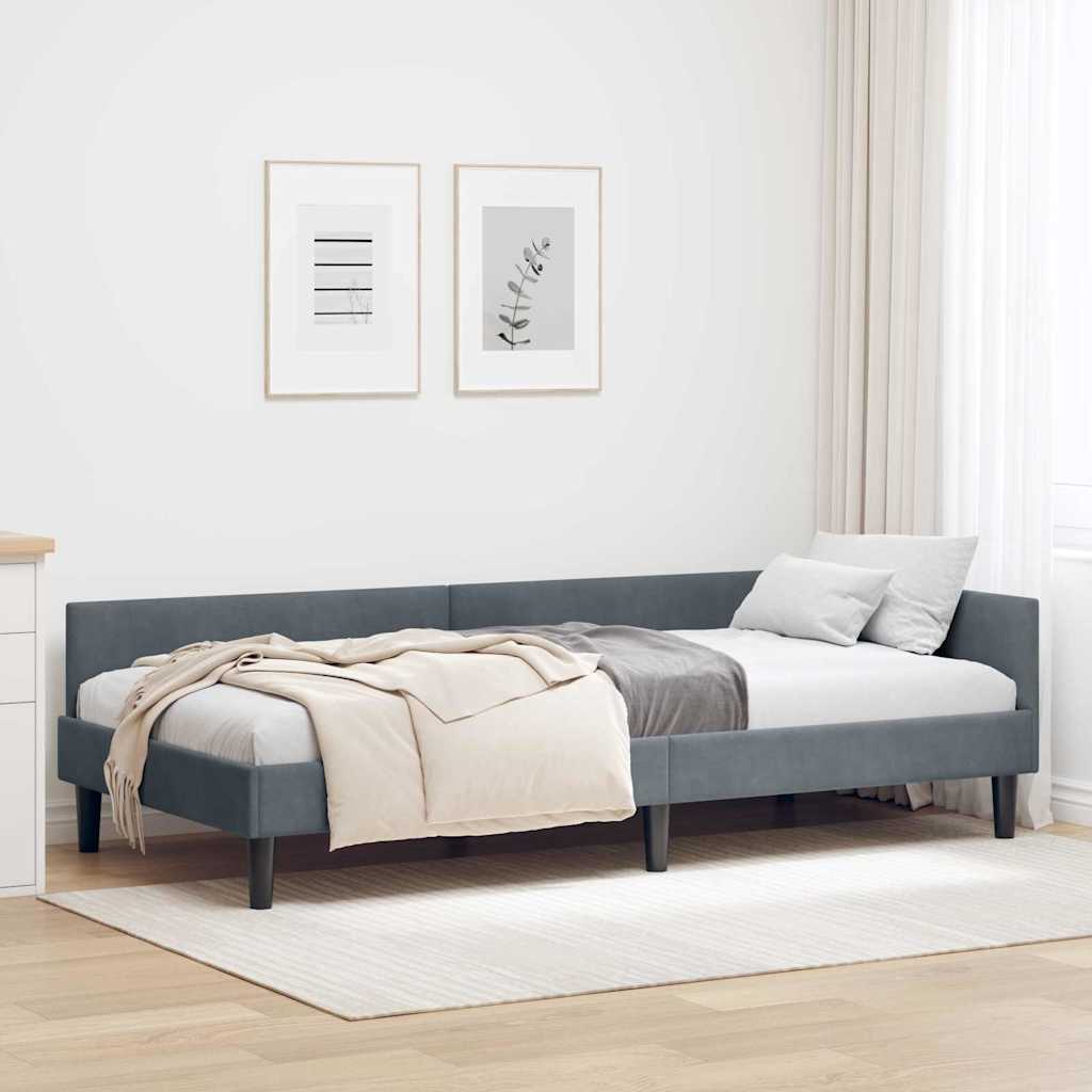 Corner Bed Frame with Headboard Manual Dark grey 90 x 200 cm