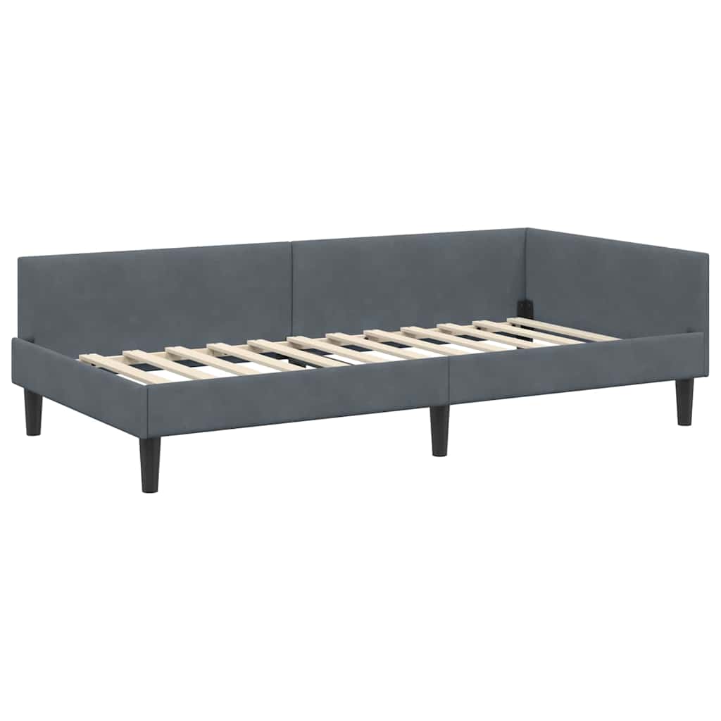 Corner Bed Frame with Headboard Manual Dark grey 90 x 200 cm