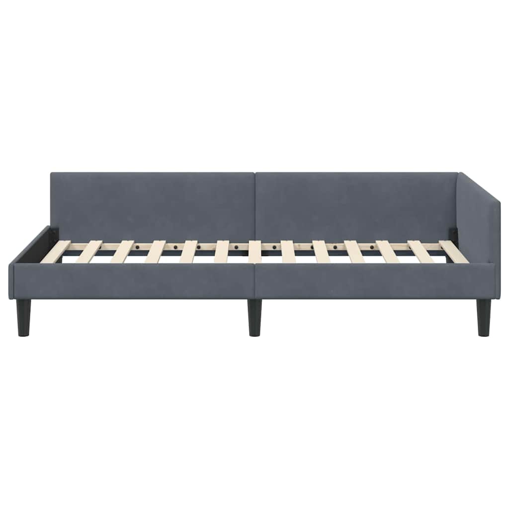 Corner Bed Frame with Headboard Manual Dark grey 90 x 200 cm