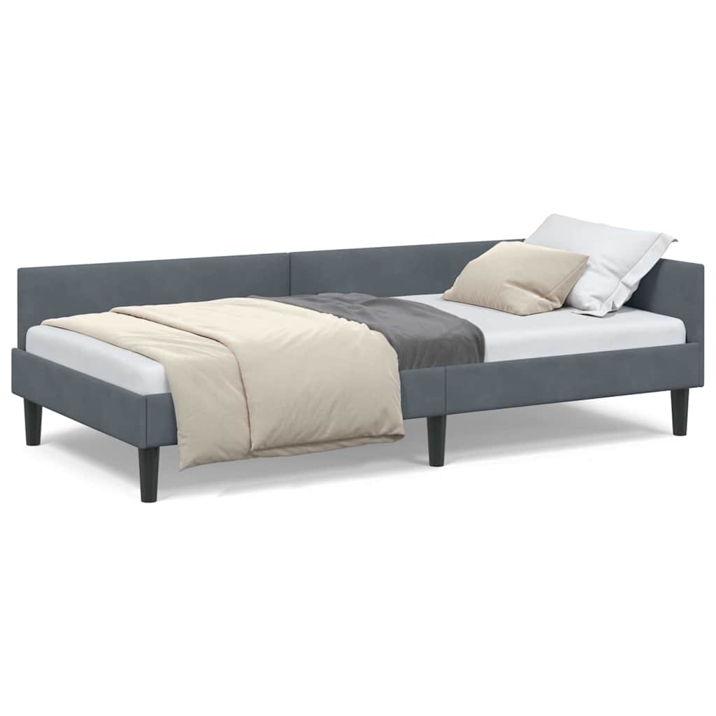 Corner Bed Frame with Headboard Manual Dark grey 90 x 200 cm