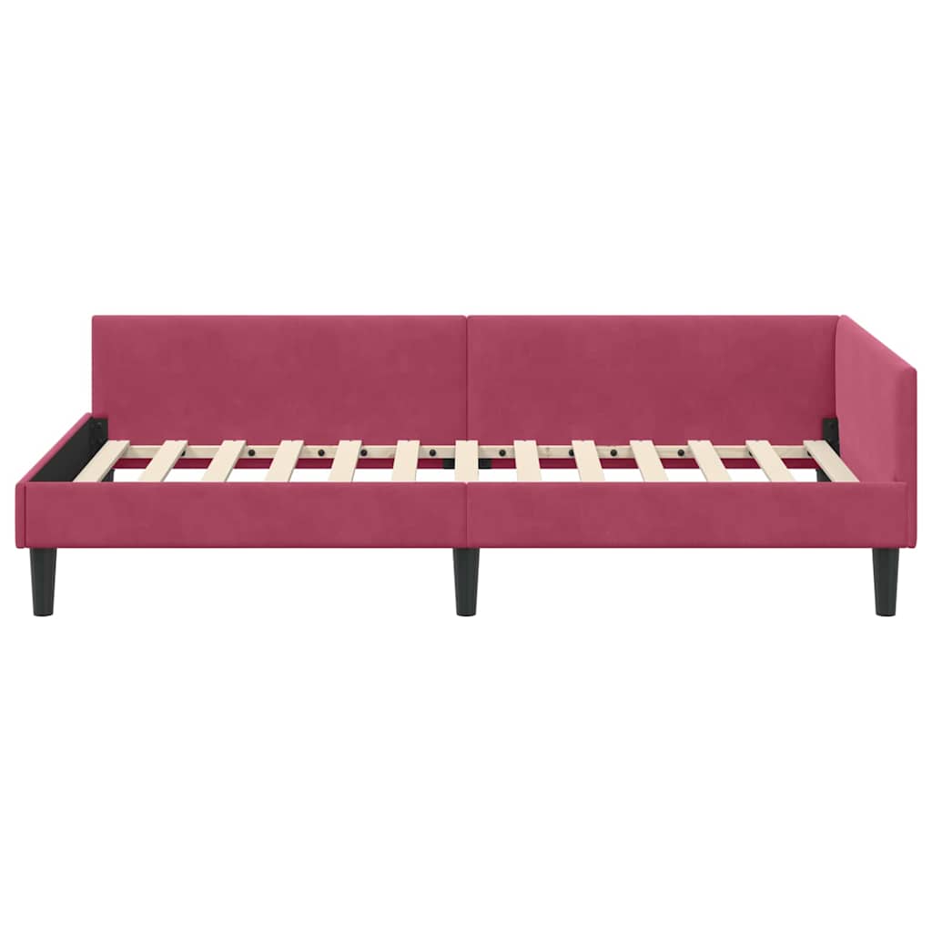 Corner Bed Frame with Headboard Manual Wine red 90 x 200 cm