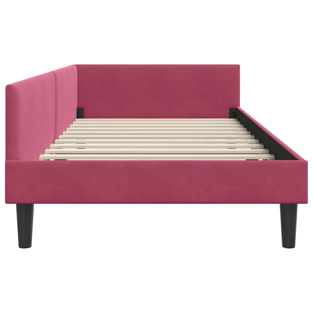 Corner Bed Frame with Headboard Manual Wine red 90 x 200 cm