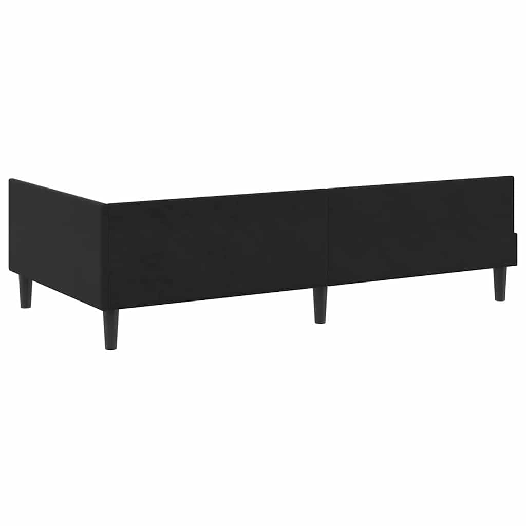 Corner Bed Frame Black 90 x 200 cm Velvet and Engineered wood