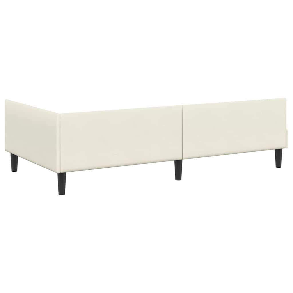 Corner Bed Frame Cream 100 x 200 cm Velvet and Engineered wood