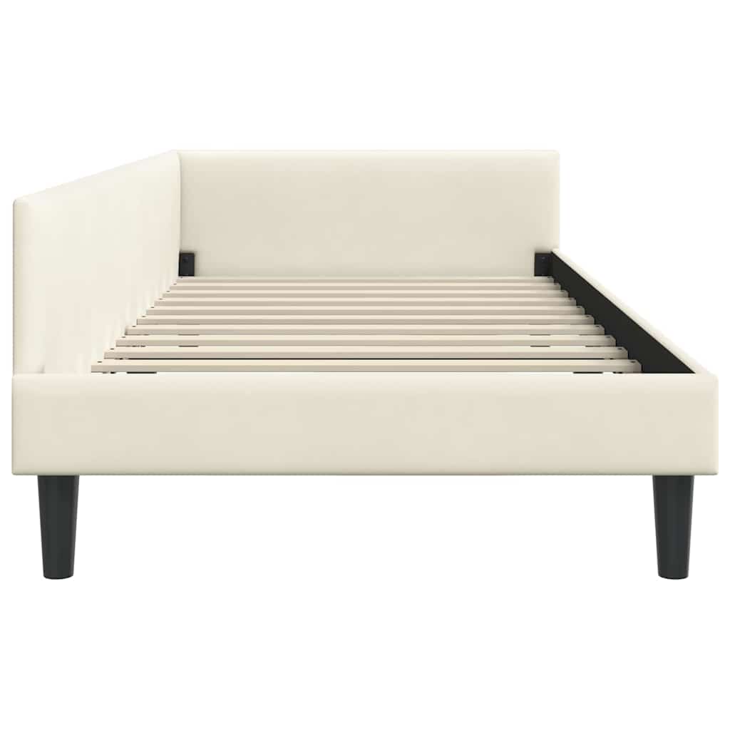 Corner Bed Frame Cream 100 x 200 cm Velvet and Engineered wood