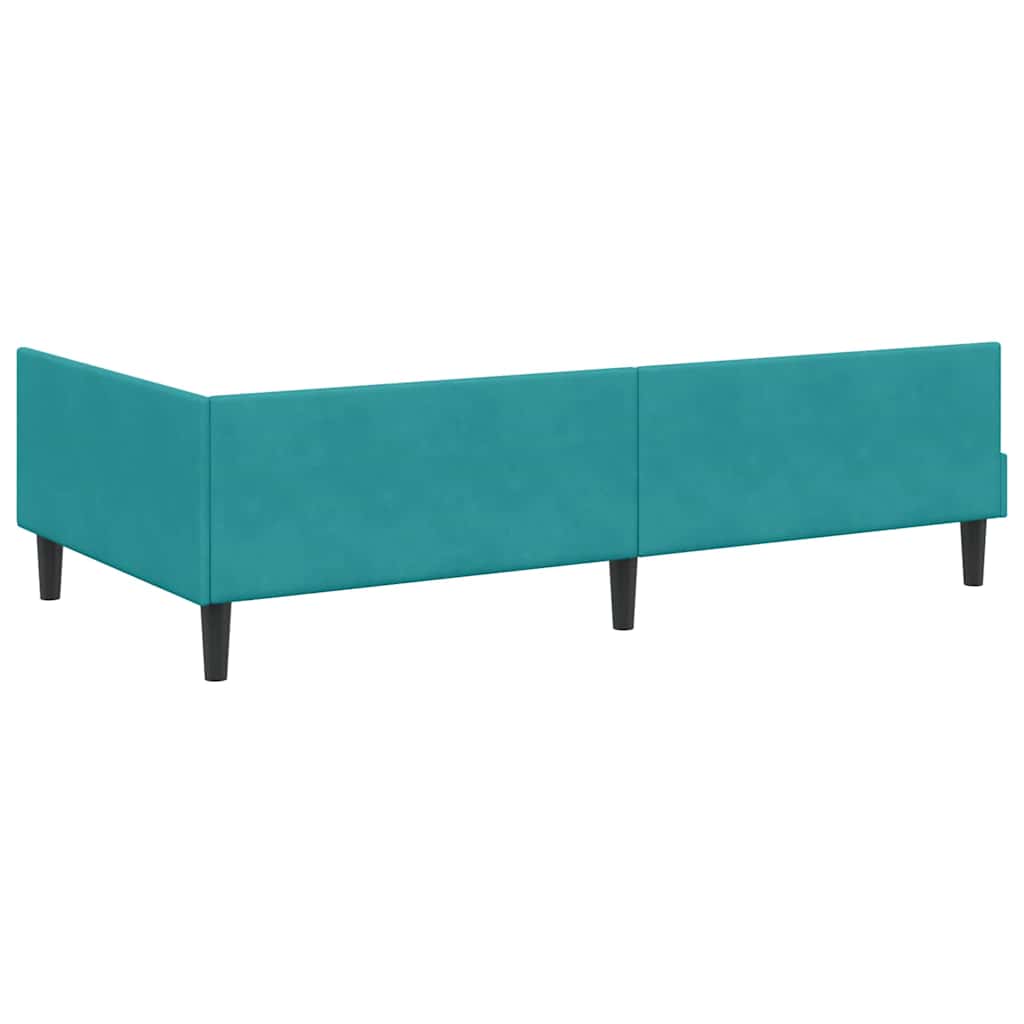Corner Bed Frame with Headboard Manual Turquoise 100 x 200 cm
