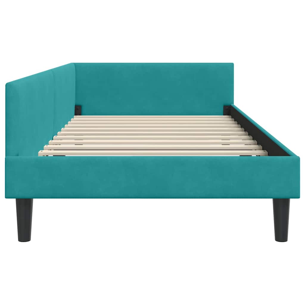 Corner Bed Frame with Headboard Manual Turquoise 100 x 200 cm