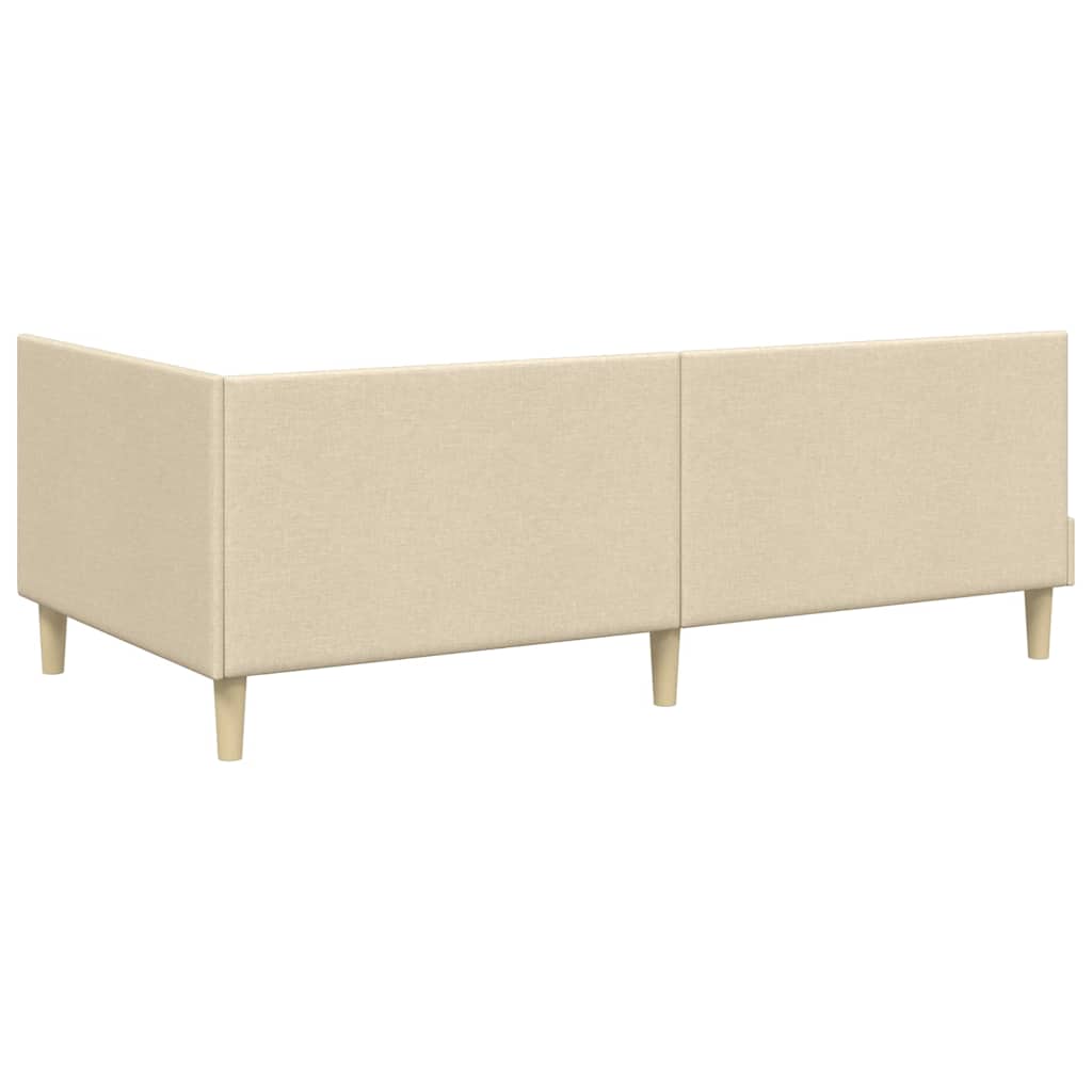 Corner Bed Frame Cream 80 x 200 cm Fabric and Engineered wood