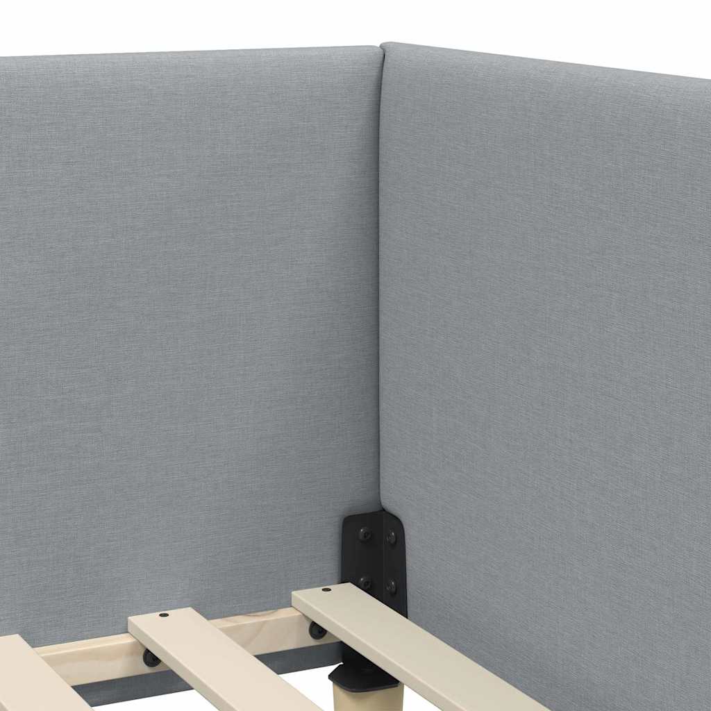 Corner Bed Frame Other with Headboard Light grey 90 x 200 cm