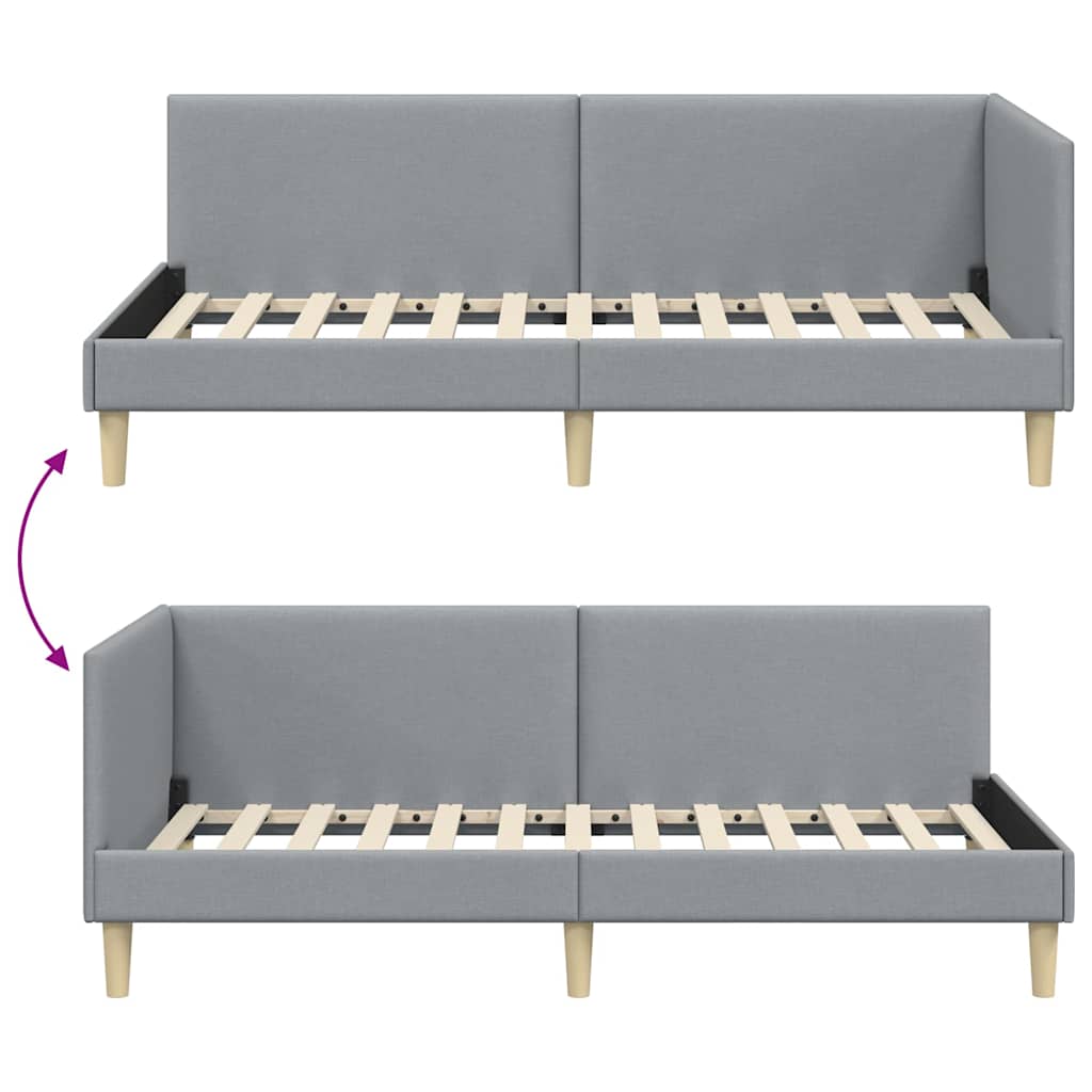 Corner Bed Frame Other with Headboard Light grey 90 x 200 cm
