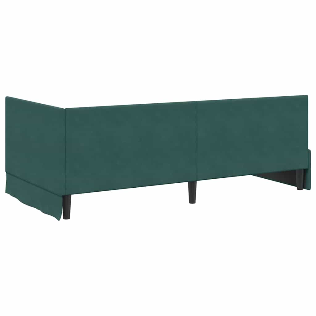 Corner Bed Frame with Headboard Dark green 90 x 190 cm Velvet