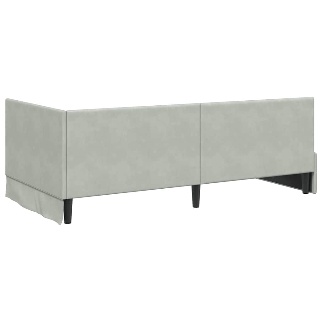 Corner Bed Frame with Headboard Light grey 100 x 200 cm Velvet