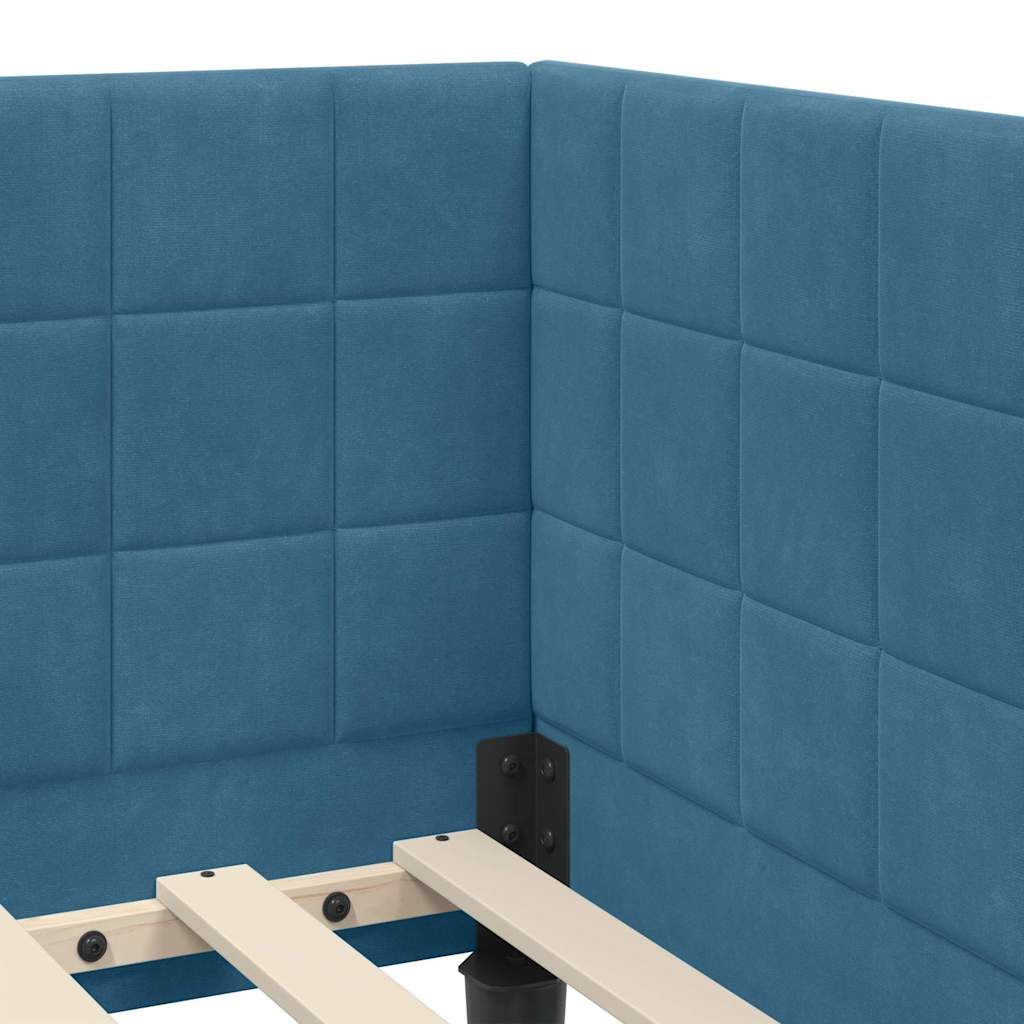 Corner Bed Frame with Headboard Blue 80 x 200 cm Velvet