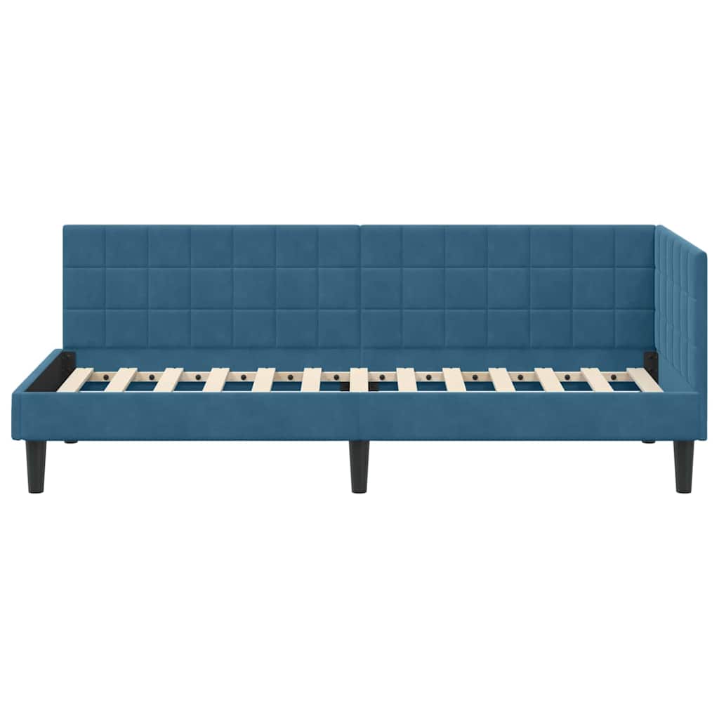 Corner Bed Frame with Headboard Blue 80 x 200 cm Velvet