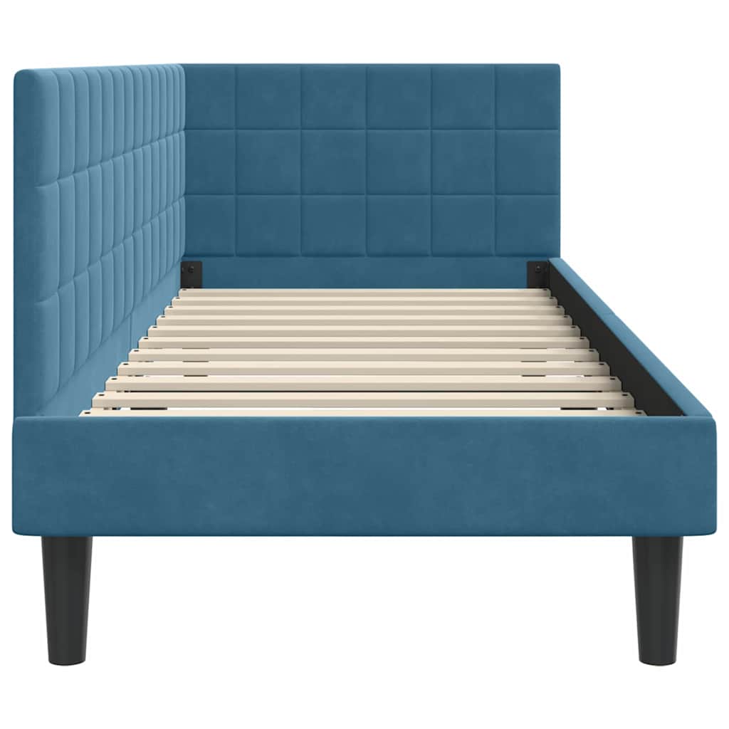 Corner Bed Frame with Headboard Blue 80 x 200 cm Velvet