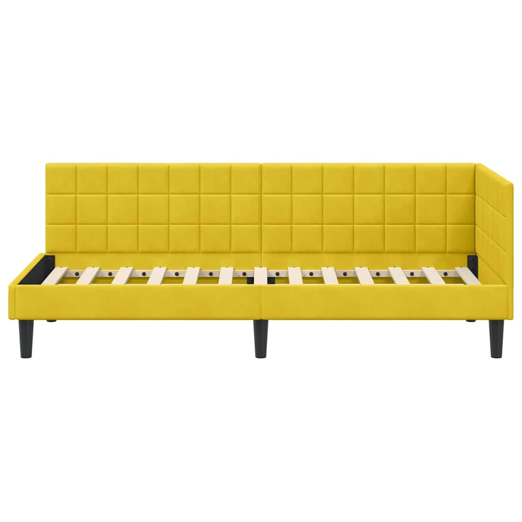 Corner Bed Frame with Headboard Yellow 80 x 200 cm Velvet