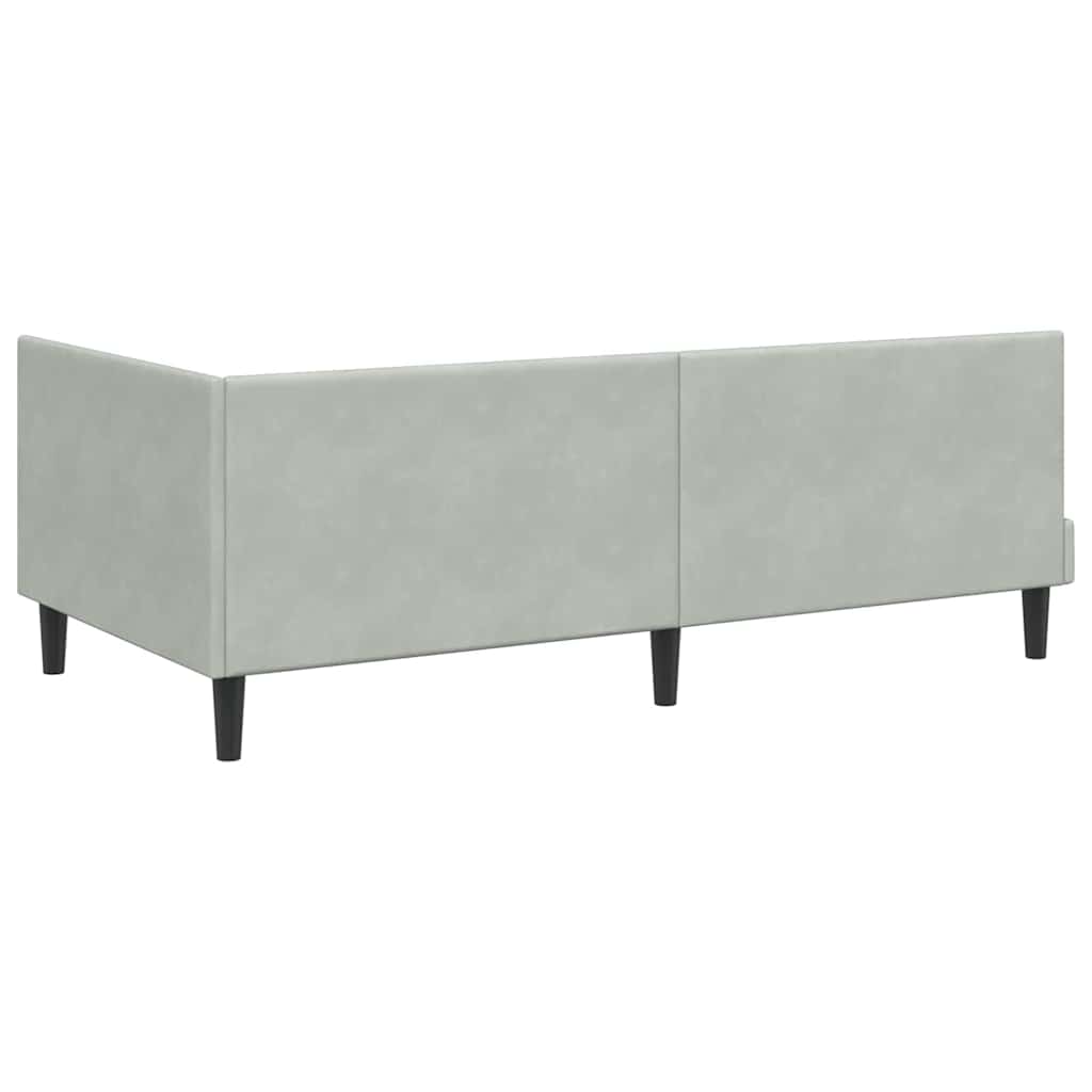 Corner Bed Frame with Headboard Light grey 90 x 200 cm Velvet