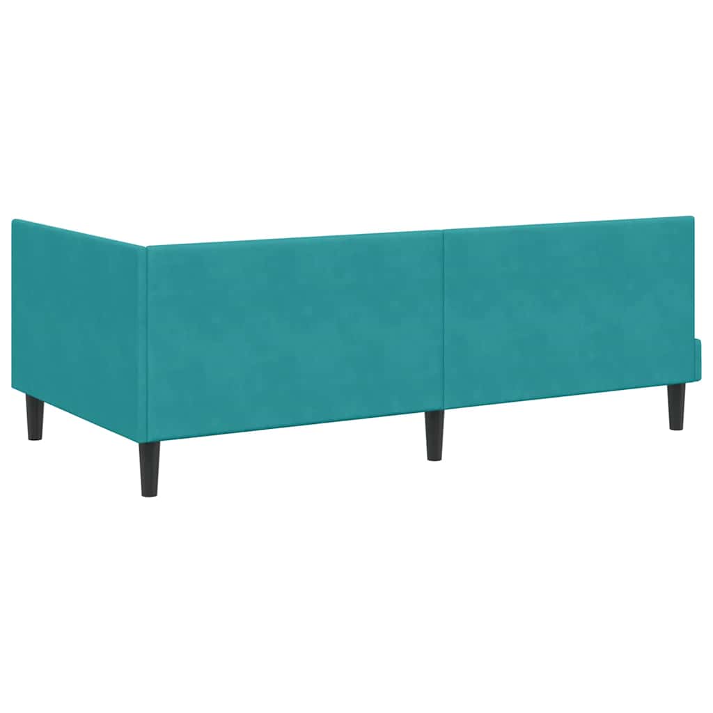 Corner Bed Frame with Headboard Turquoise 90 x 200 cm Velvet