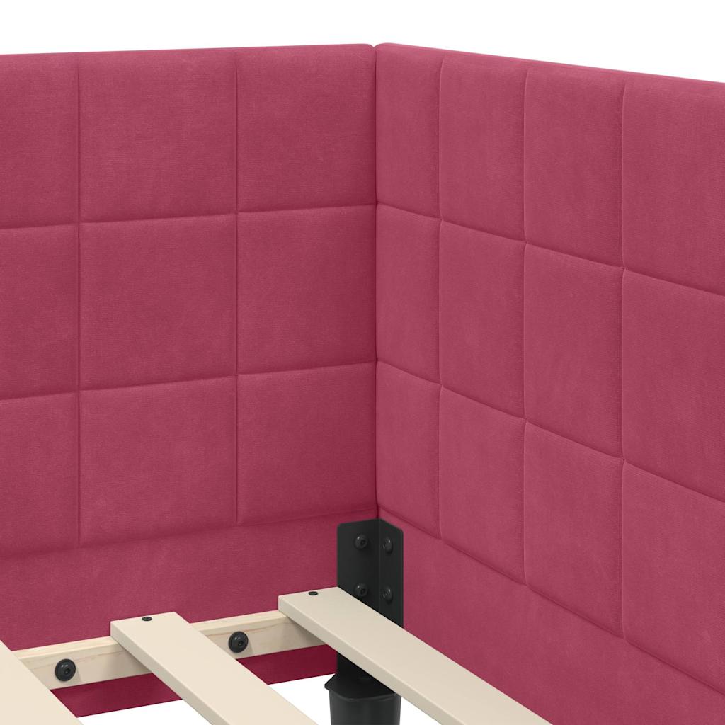 Corner Bed Frame with Headboard Wine red 100 x 200 cm Velvet