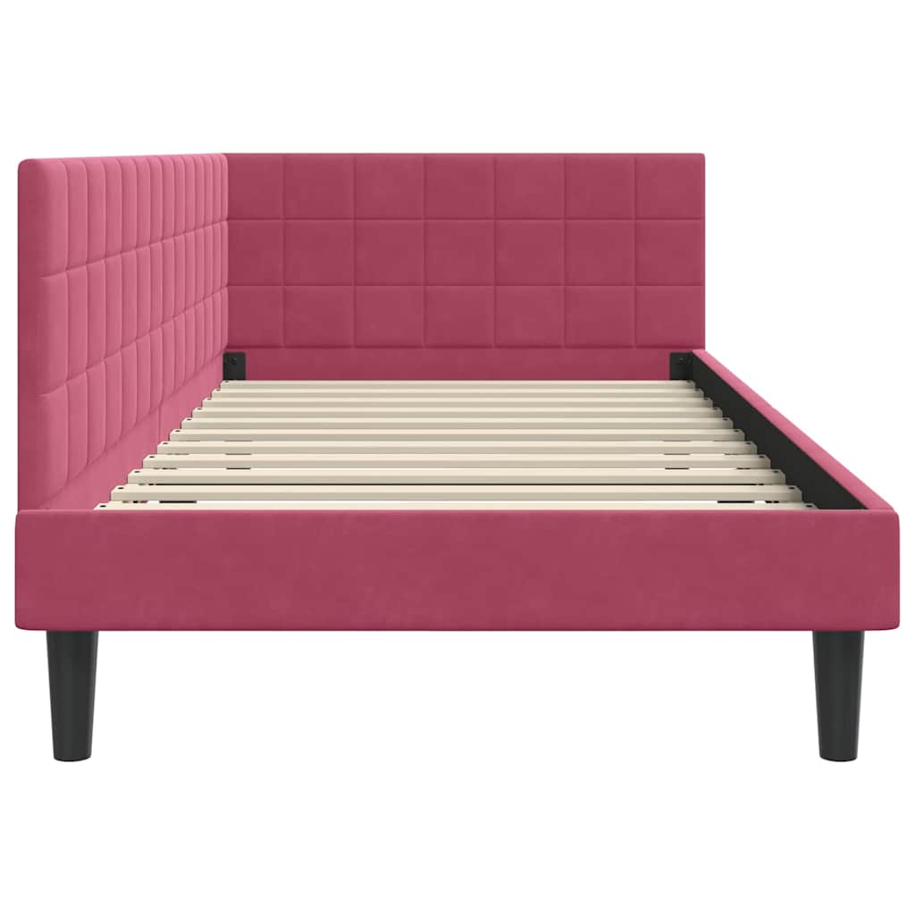 Corner Bed Frame with Headboard Wine red 100 x 200 cm Velvet