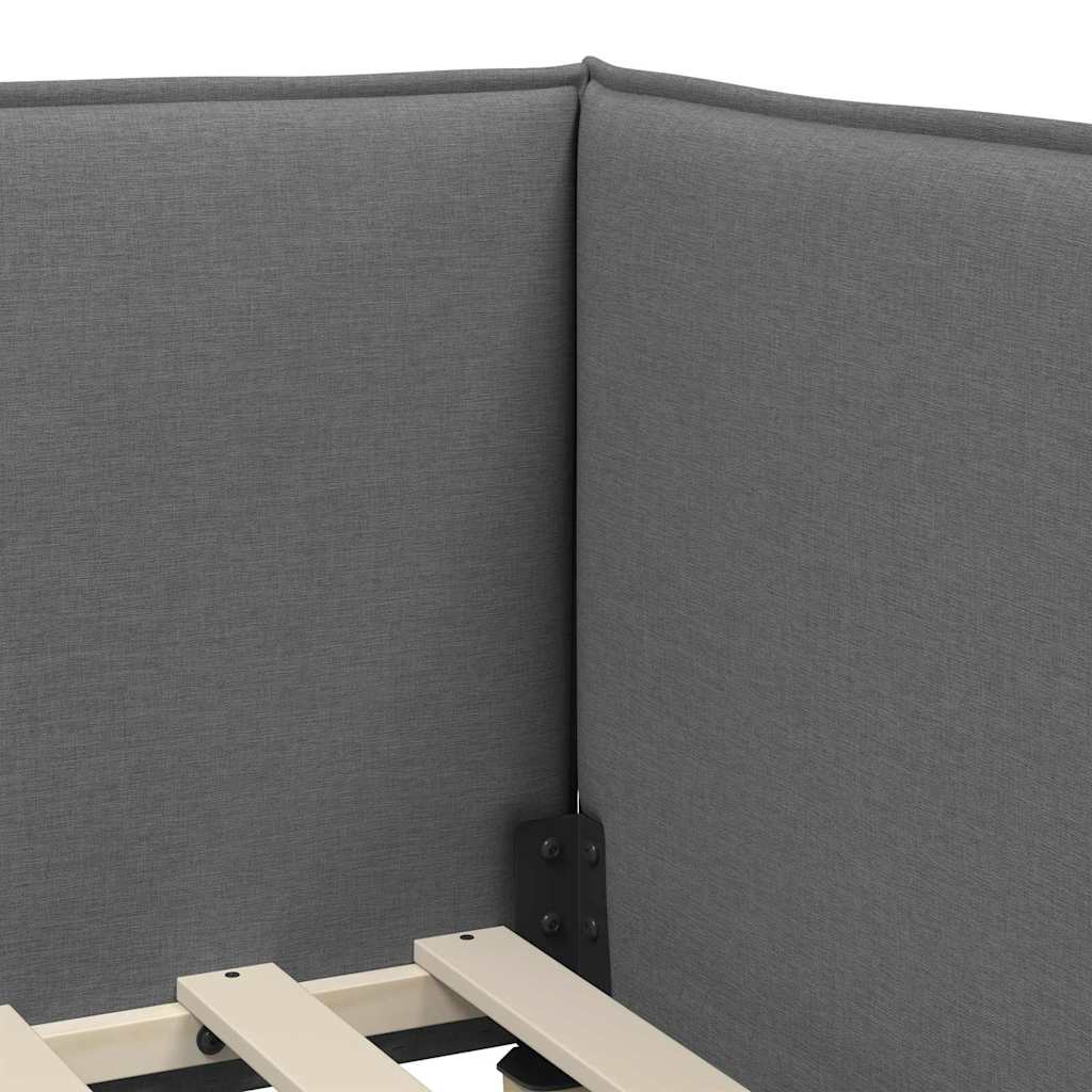 Corner Bed Frame with Headboard Dark grey 90 x 190 cm Fabric