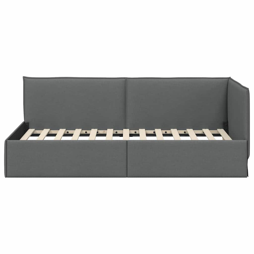 Corner Bed Frame with Headboard Dark grey 90 x 200 cm Fabric