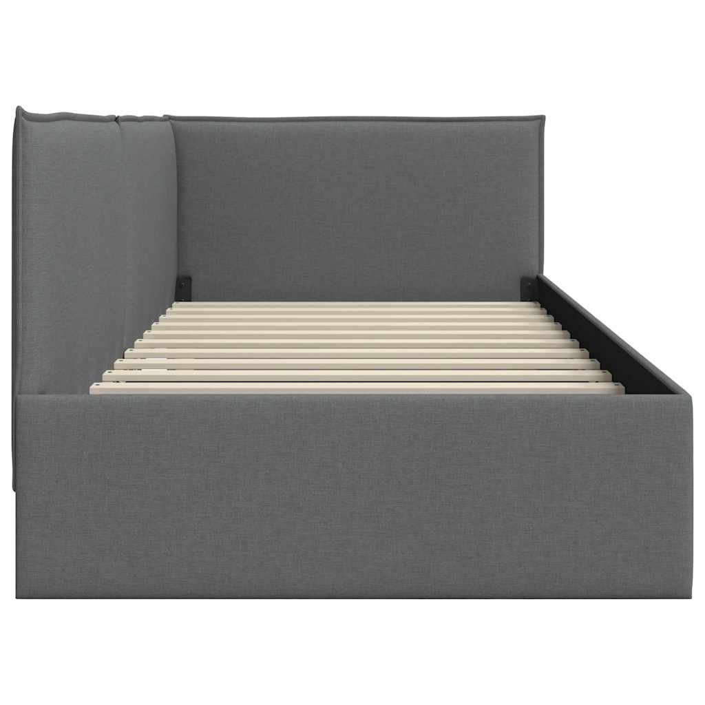 Corner Bed Frame with Headboard Dark grey 90 x 200 cm Fabric