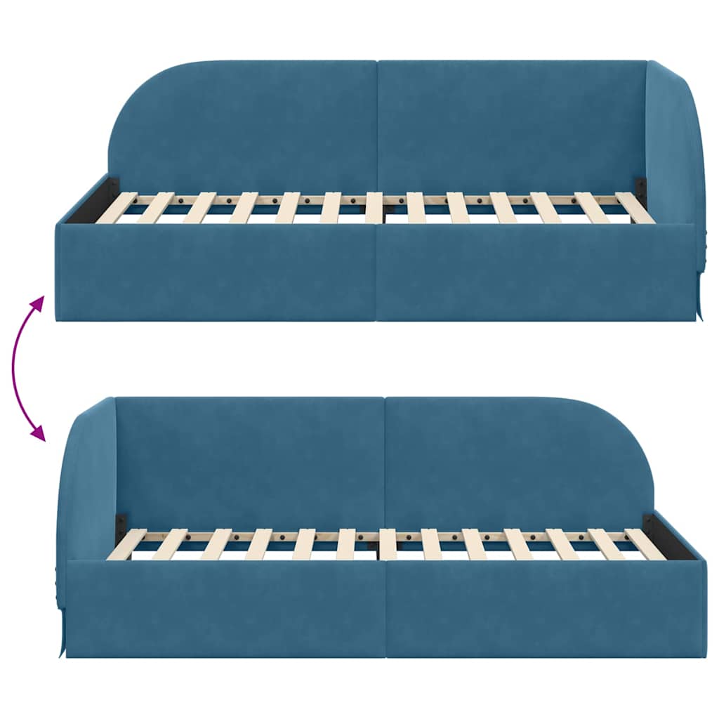 Corner Bed Frame with Headboard Blue 80 x 200 cm Velvet
