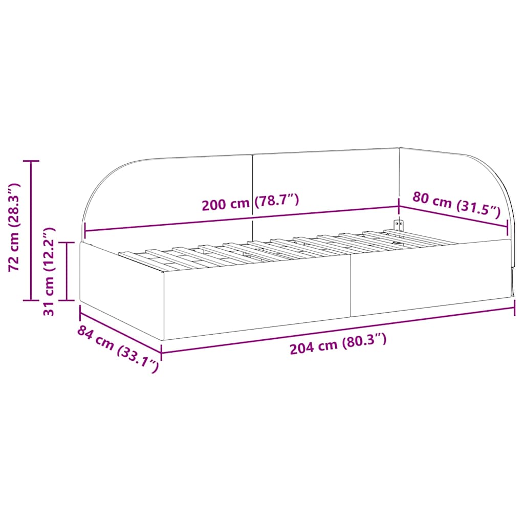 Corner Bed Frame with Headboard Black 80 x 200 cm Velvet