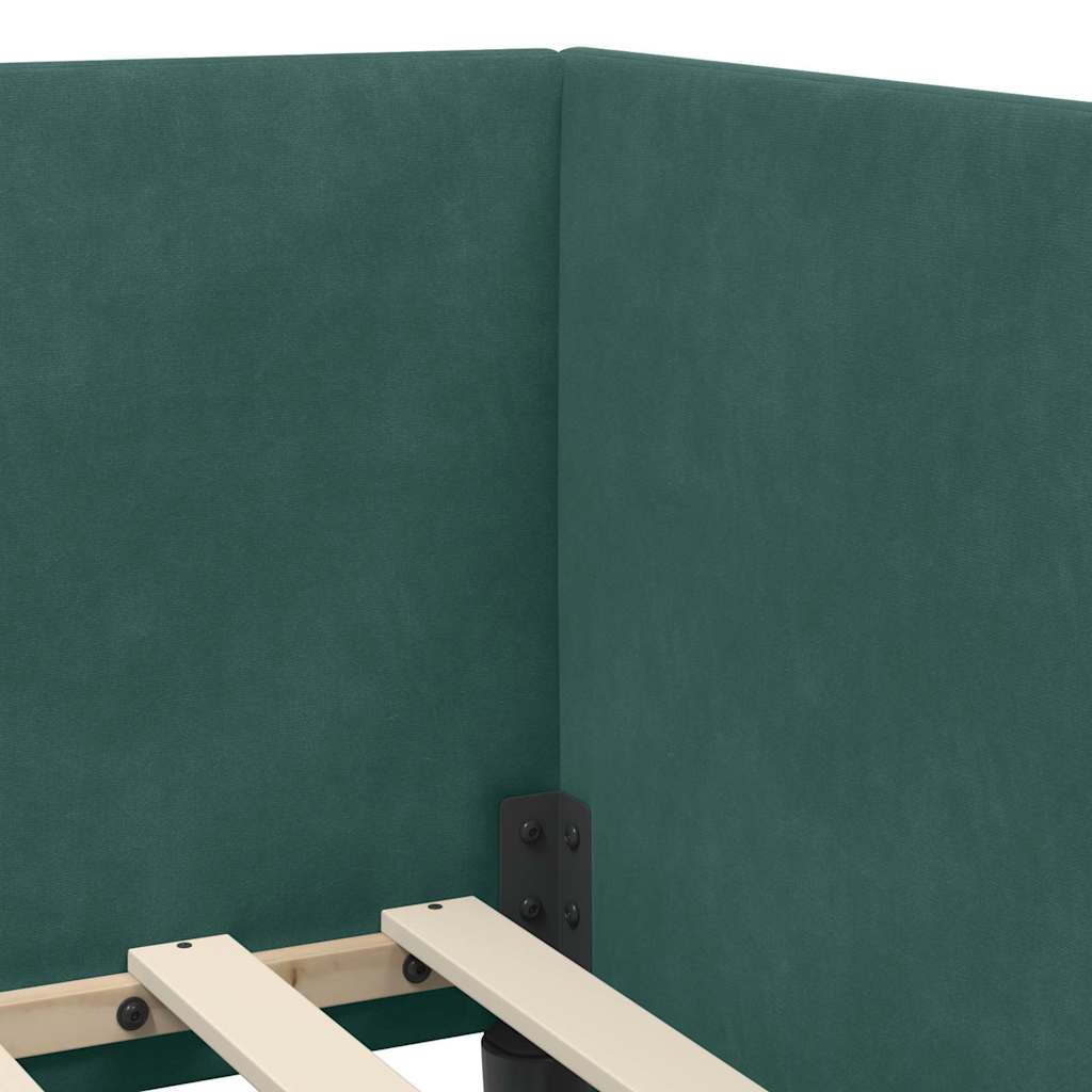 Corner Bed Frame with Headboard Dark green 90 x 190 cm Velvet