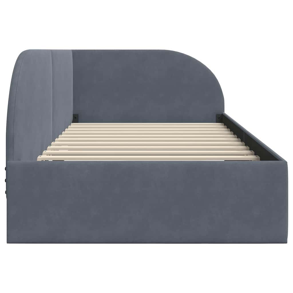 Corner Bed Frame with Headboard Dark grey 90 x 200 cm Velvet