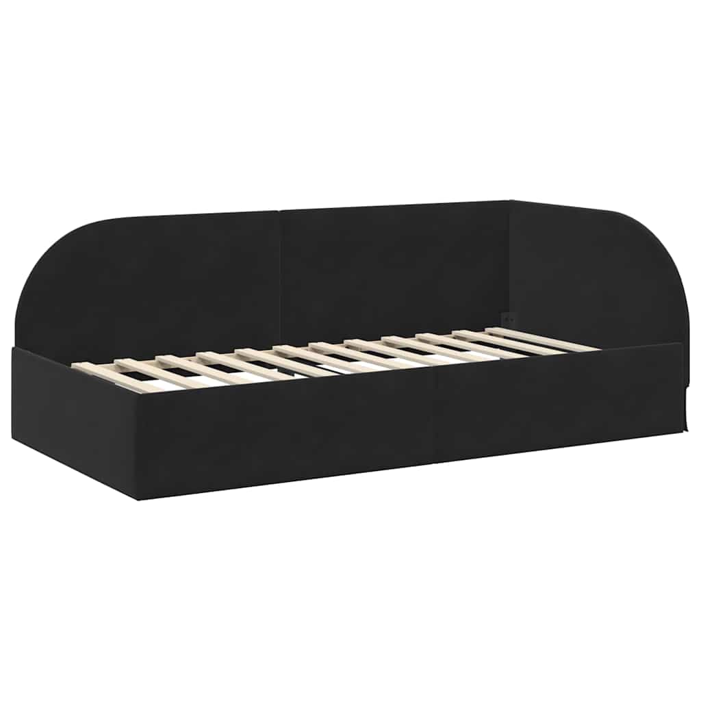 Corner Bed Frame with Headboard Black 90 x 200 cm Velvet